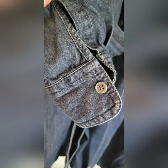 Talbots Shirt Dress Womens Size 10P Denim Long Sleeve Button Up Belted P2P 19" - Picture 4 of 9